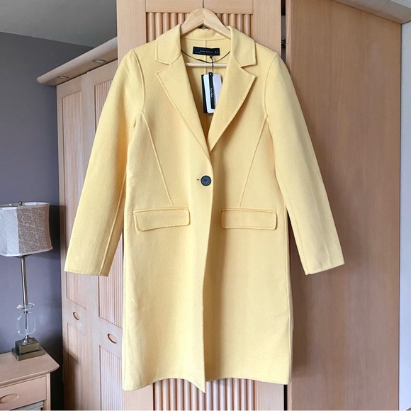 Zara Jackets & Blazers - Zara butter yellow wool blend coat